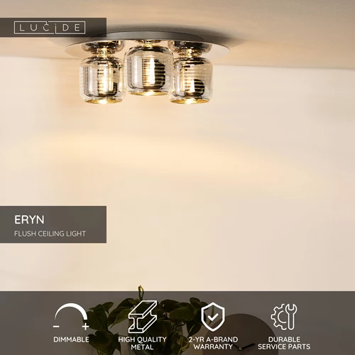 Lucide ERYN - Flush ceiling light - Ø 38 cm - 3xG9 - Chrome - USP